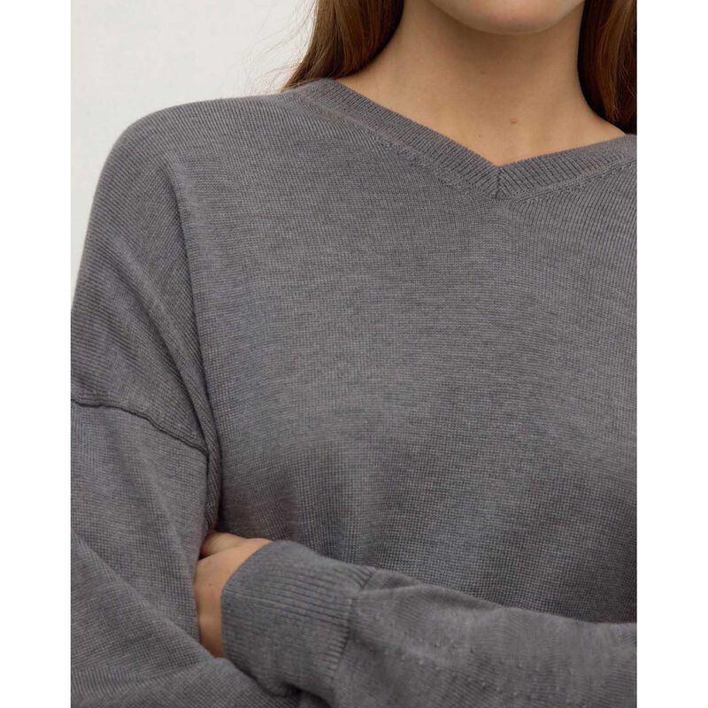 Assembly Label Mira V Neck Sweater Dark Grey Marle image number 2